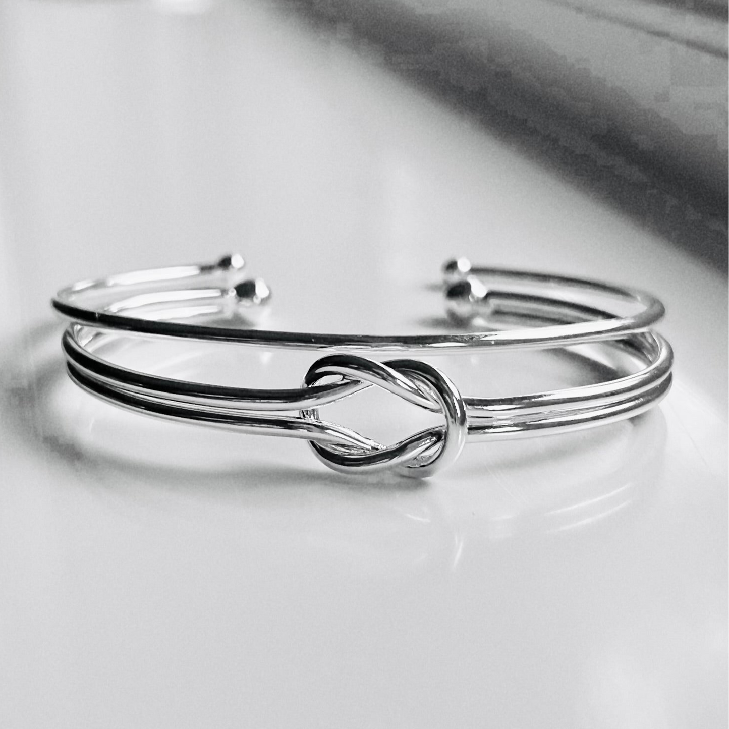 Duo Silver Bangle set with Torque and Love Knot Bangles