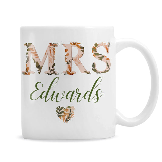 Personalised Mrs Autumnal Mug Peach Bomb Fashion, Jewellery, Homeware & Gifts Mugs
