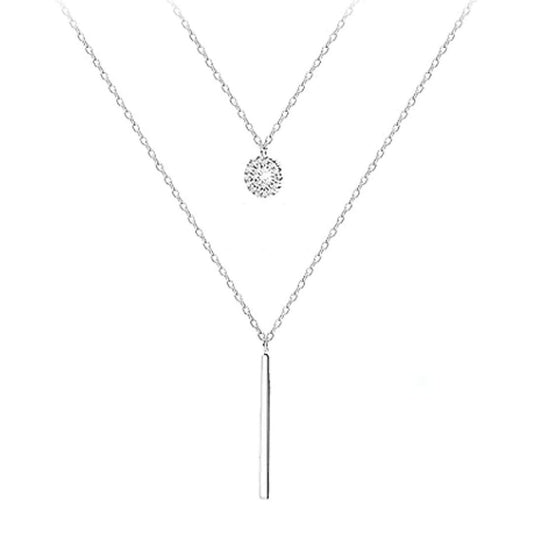 Peach bomb women’s ladies sterling silver layered necklace sparkling stacked gift for her valentines birthday anniversary 18th 21st 30th 40th