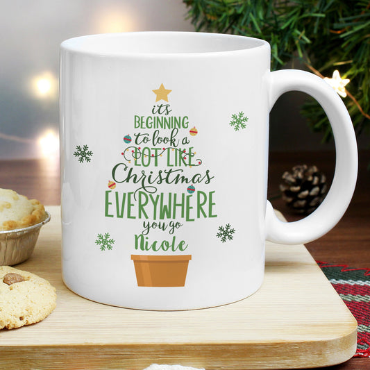 Personalised Its Beginning To Look A Lot Like Xmas Mug Peach Bomb Fashion, Jewellery, Homeware & Gifts Mugs