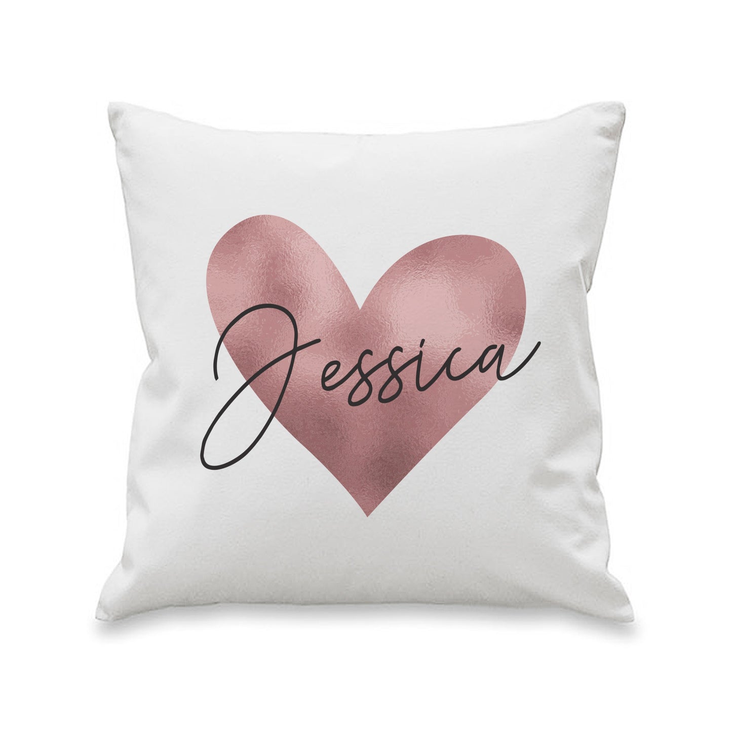 Personalised Name Only Rose Gold Heart Cushion Peach Bomb Fashion, Jewellery, Homeware & Gifts Textiles