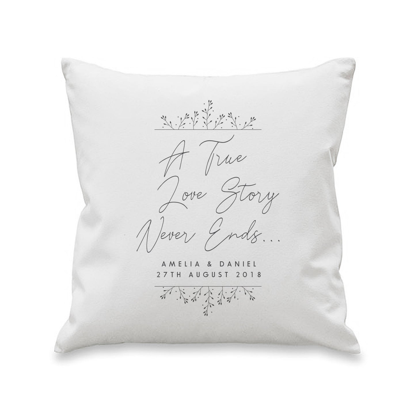 Personalised True Love Story White Cushion Peach Bomb Fashion, Jewellery, Homeware & Gifts Textiles