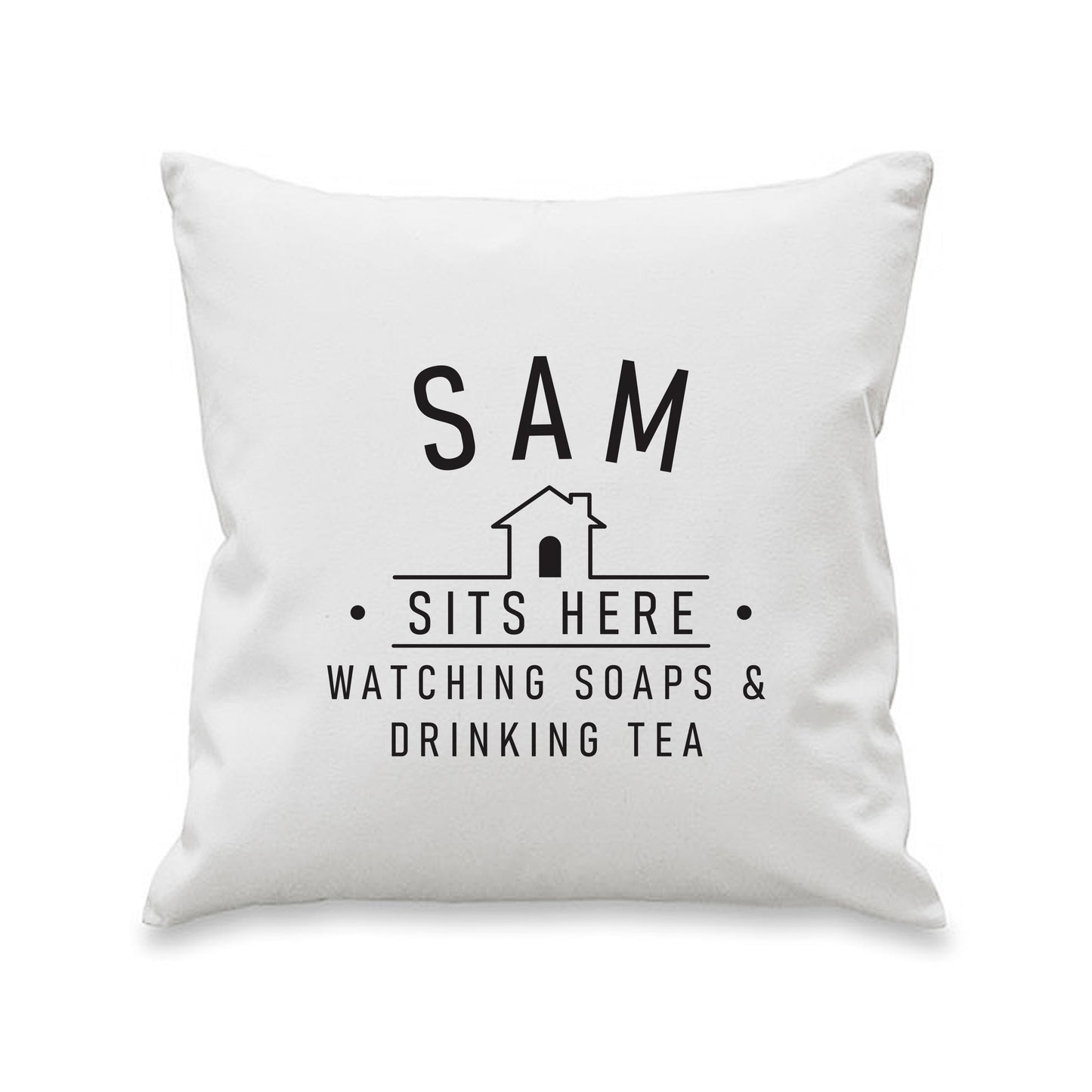 Personalised ...Sits Here Cushion Peach Bomb Fashion, Jewellery, Homeware & Gifts Textiles