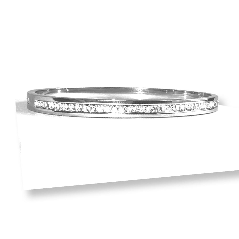 silver bracelet cubic zirconia bangle hinged gift for her sister daughter mothers day mum