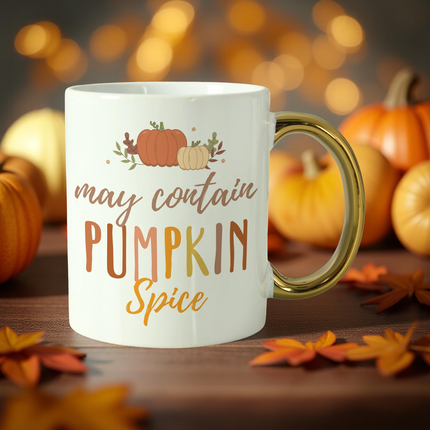 Personalised Pumpkin Spice Gold Handle Mug