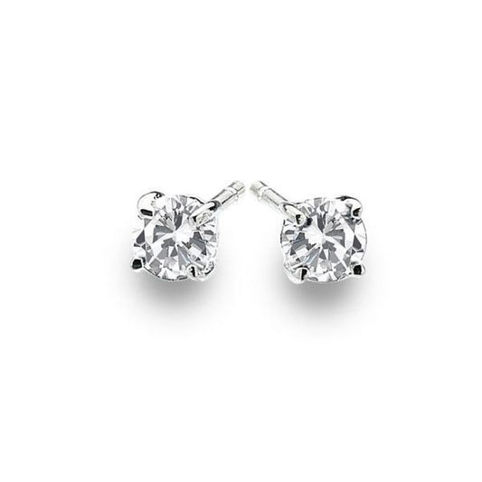 Silver Earrings for Women and Men. Sparkling Diamond Stud Style in Gift Box