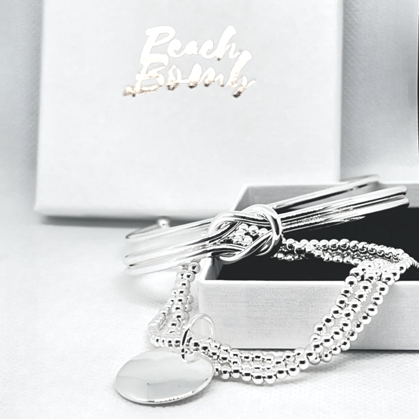 Stacked Bangle Set with Stretch Beaded Bracelet