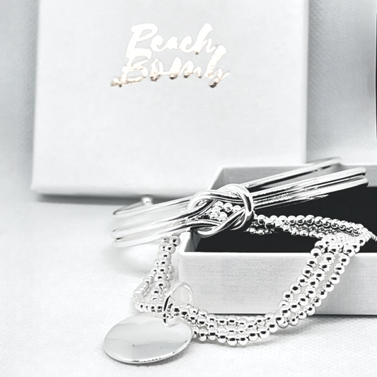 Stacked Bangle Set with Stretch Beaded Bracelet