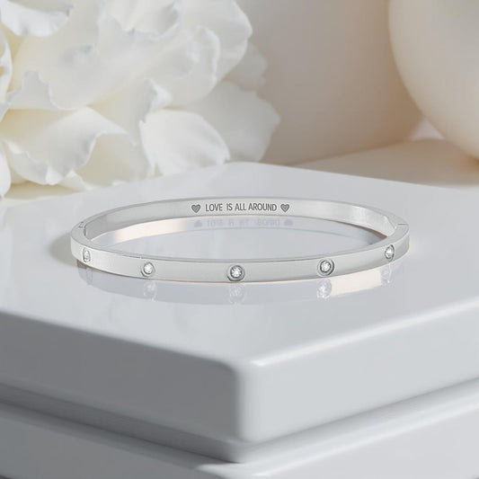 Love silver hinged gem bangle bracelet for women gift for her birthday anniversary sister mother daughter wife girlfriend cartier engraved luxury box