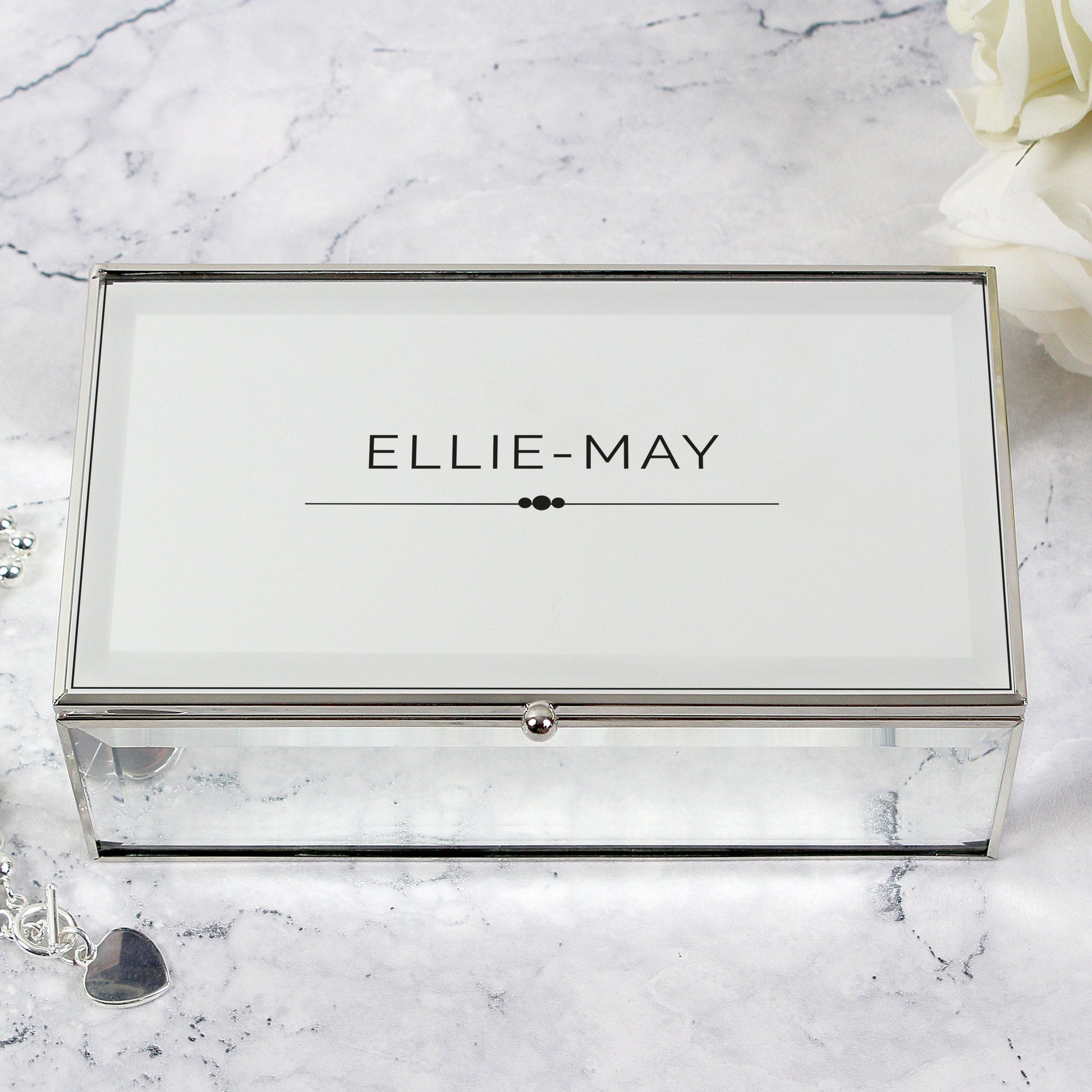 Personalised Classic Mirrored Jewellery Box Peach Bomb Fashion, Jewellery, Homeware & Gifts Trinket, Jewellery & Keepsake Boxes