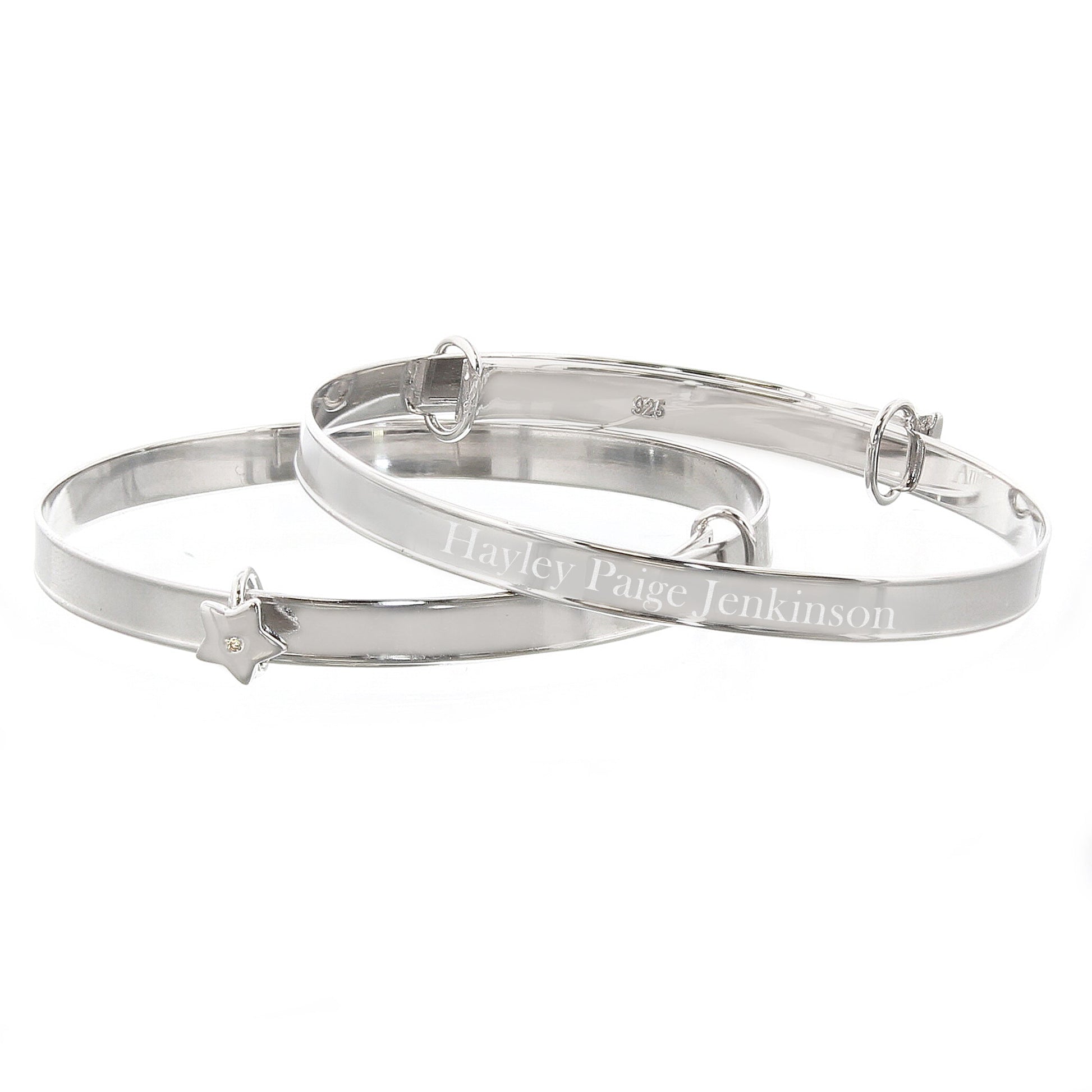 Personalised Sterling Silver Childs Expanding Diamante Star Bracelet Peach Bomb Fashion, Jewellery, Homeware & Gifts Jewellery