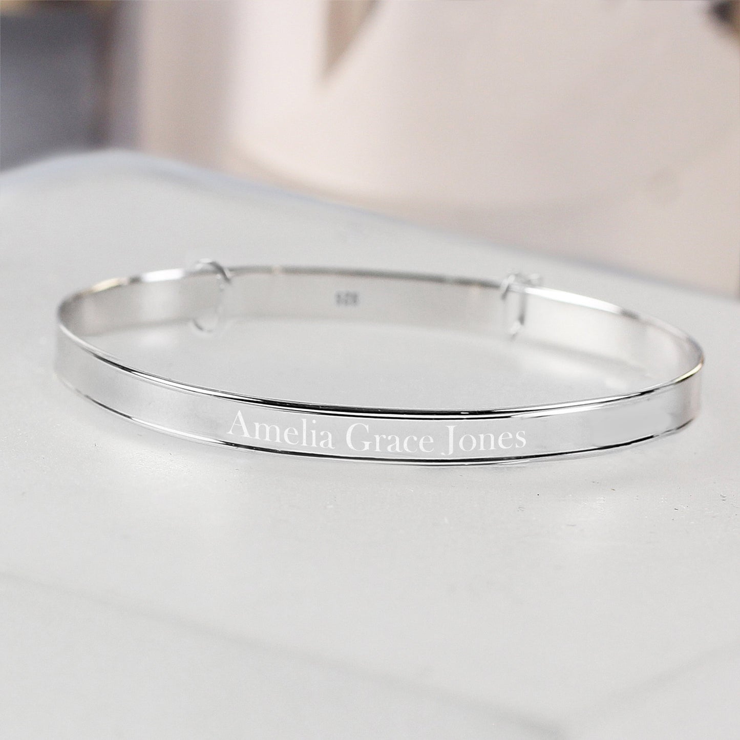Personalised Sterling Silver Childs Expanding Diamante Star Bracelet Peach Bomb Fashion, Jewellery, Homeware & Gifts Jewellery