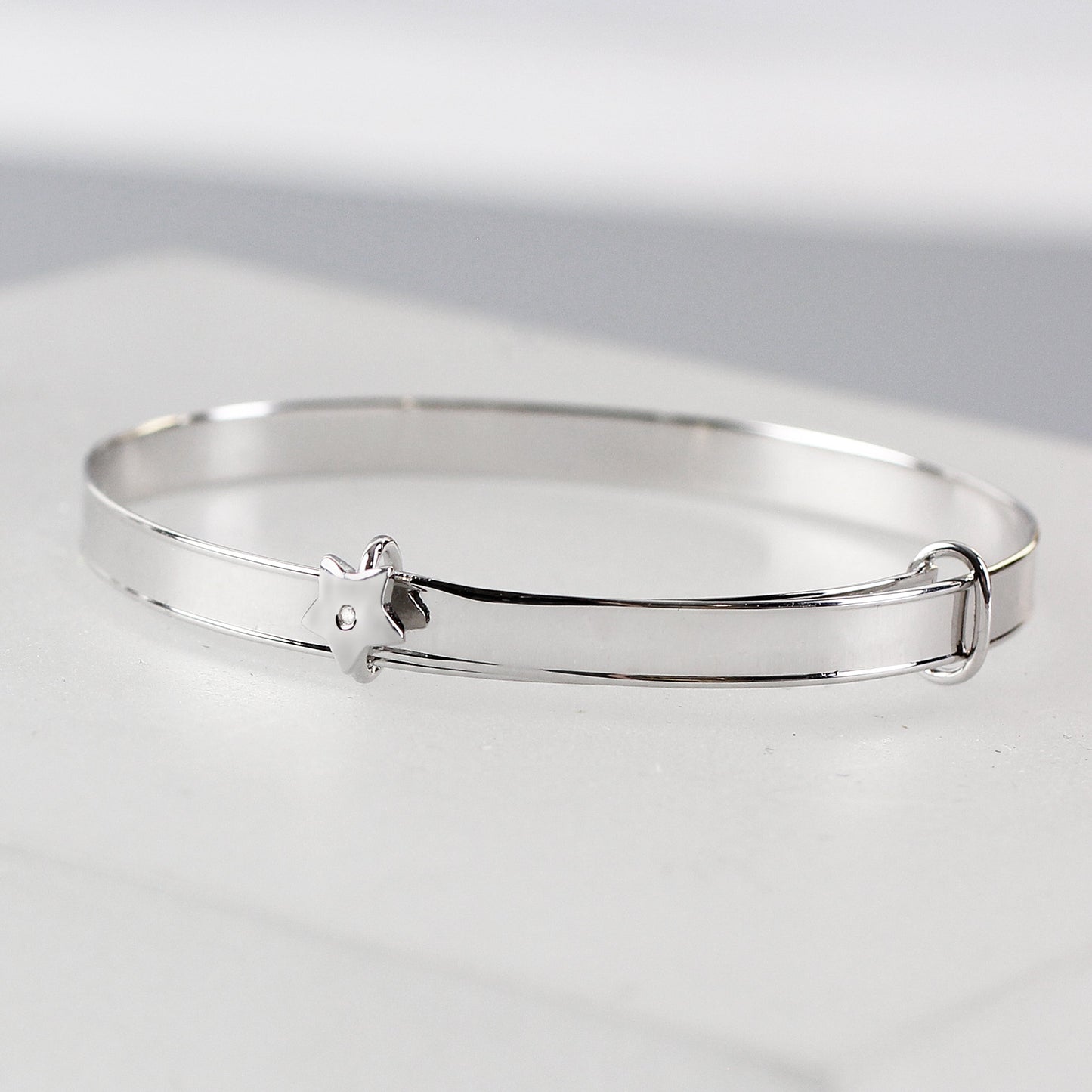 Personalised Sterling Silver Childs Expanding Diamante Star Bracelet Peach Bomb Fashion, Jewellery, Homeware & Gifts Jewellery