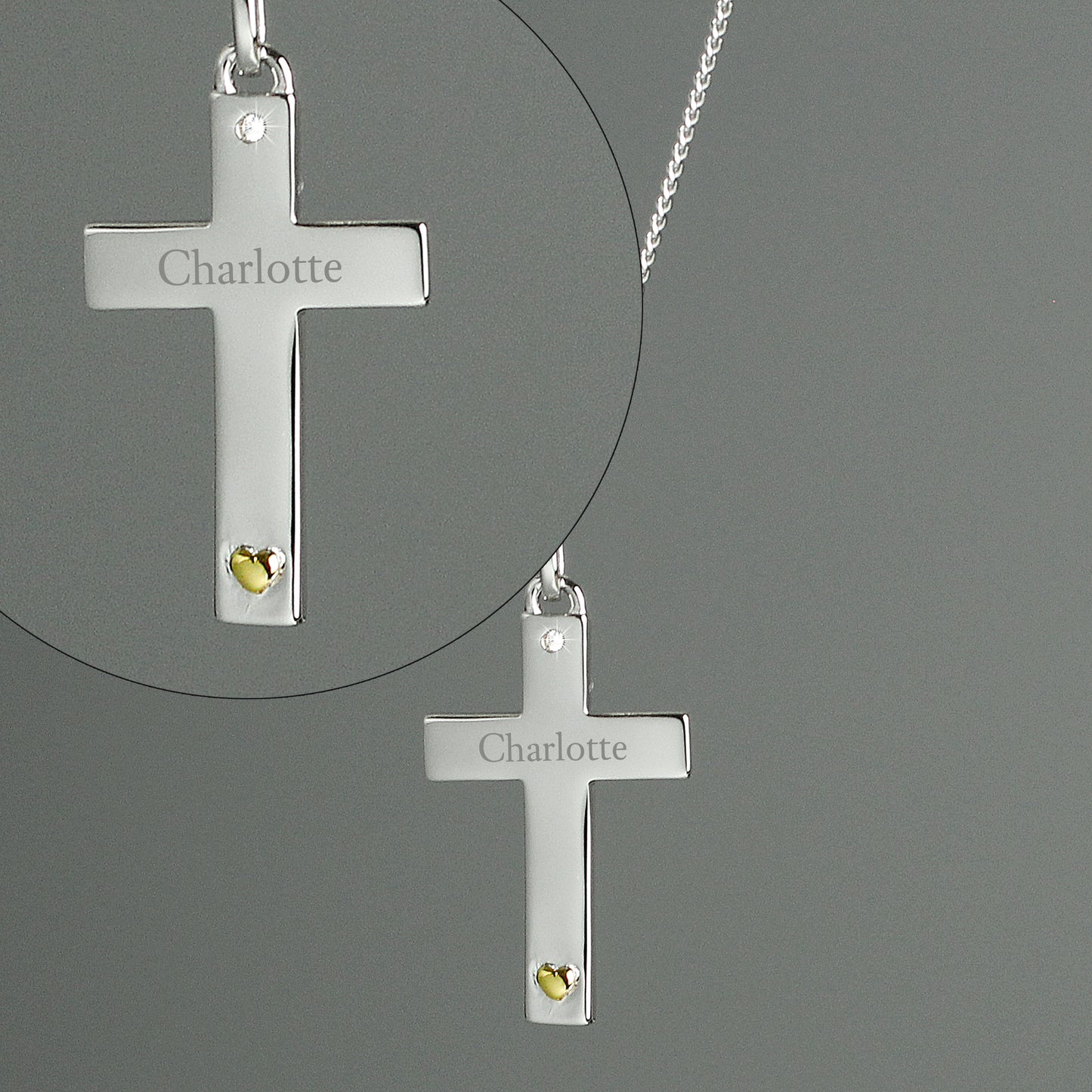 cross necklace crucifix personalised gold silver heart gift for her him religious sterling 925 birthday christmas daughter mother grandmother granny auntie sister girlfriend wife communion