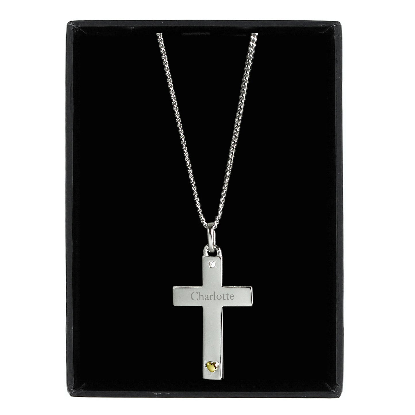 cross necklace crucifix personalised gold silver heart gift for her him religious sterling 925 birthday christmas daughter mother grandmother granny auntie sister girlfriend wife communion