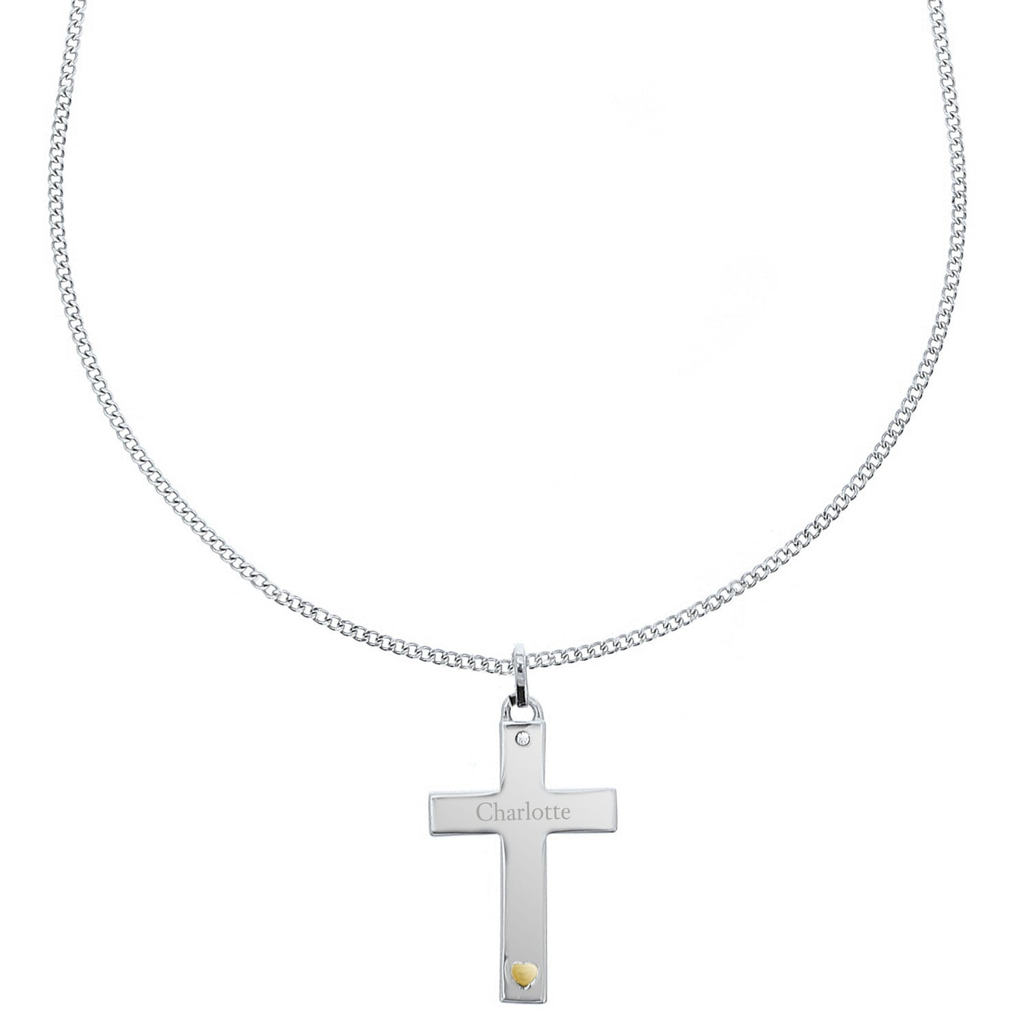 cross necklace crucifix personalised gold silver heart gift for her him religious sterling 925 birthday christmas daughter mother grandmother granny auntie sister girlfriend wife communion