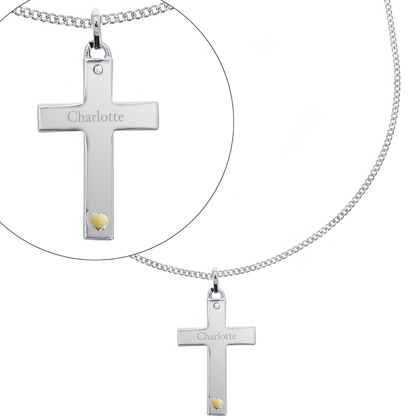 cross necklace crucifix personalised gold silver heart gift for her him religious sterling 925 birthday christmas daughter mother grandmother granny auntie sister girlfriend wife communion