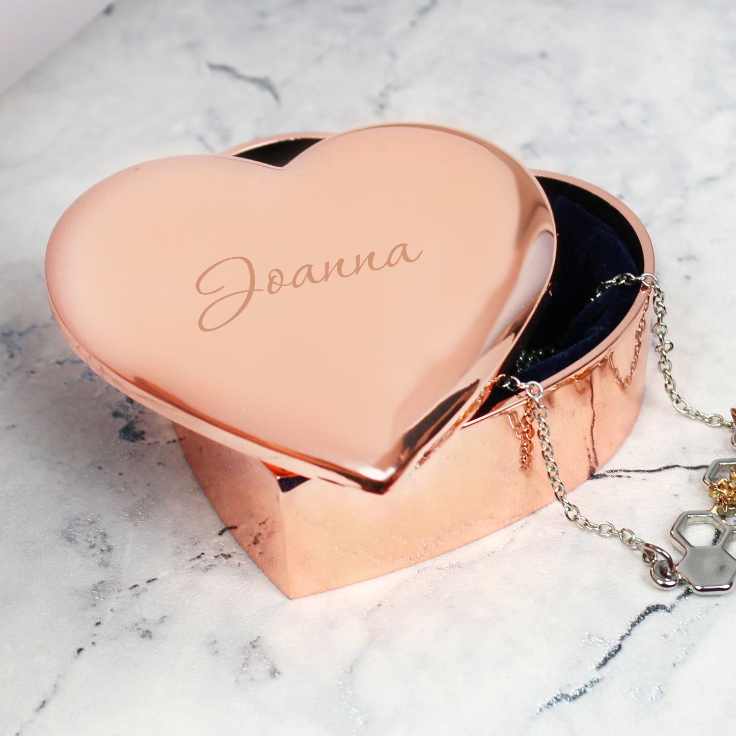 Personalised Name Only Rose Gold Heart Trinket Box Peach Bomb Fashion, Jewellery, Homeware & Gifts