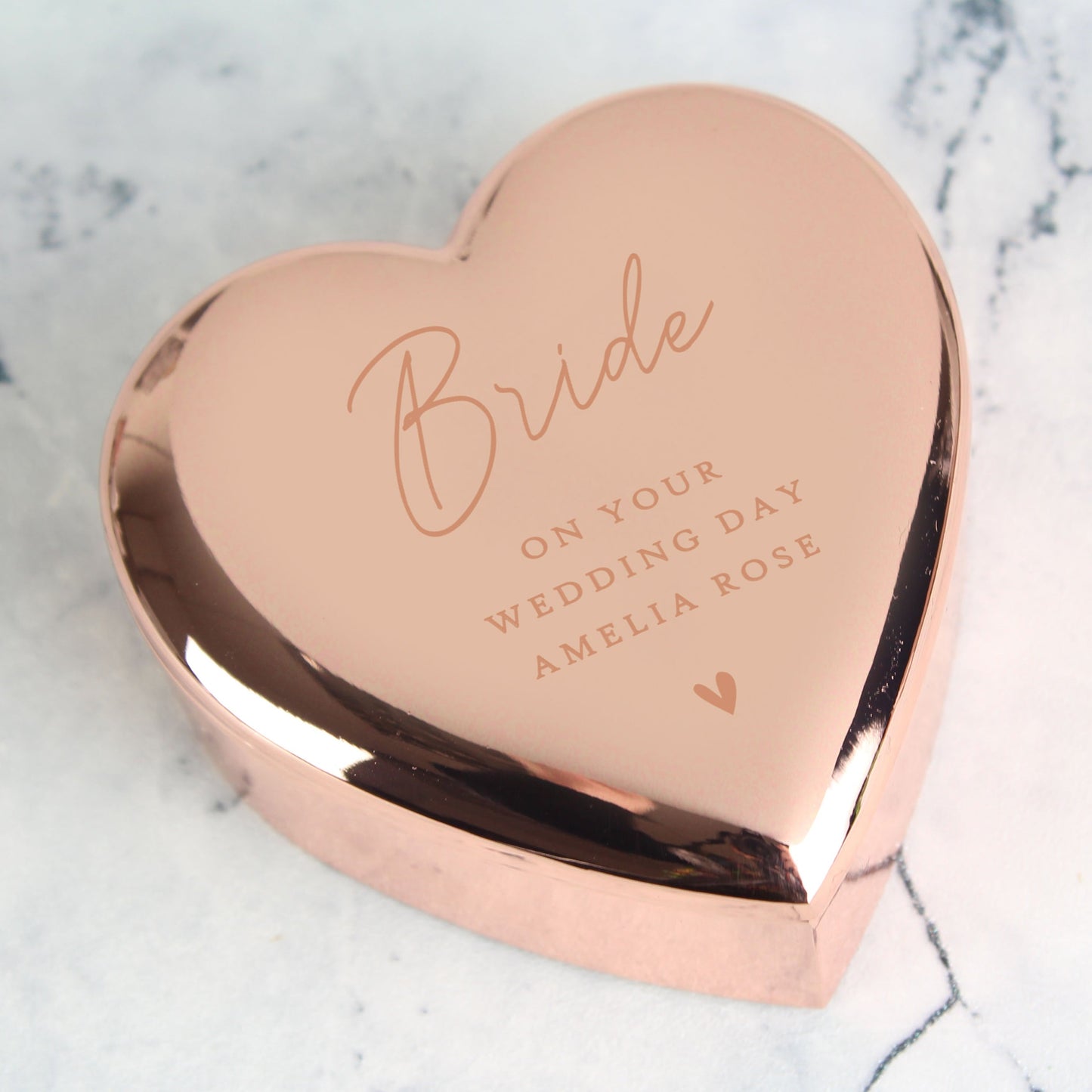 Personalised Free Text Rose Gold Heart Trinket Box Peach Bomb Fashion, Jewellery, Homeware & Gifts Trinket, Jewellery & Keepsake Boxes