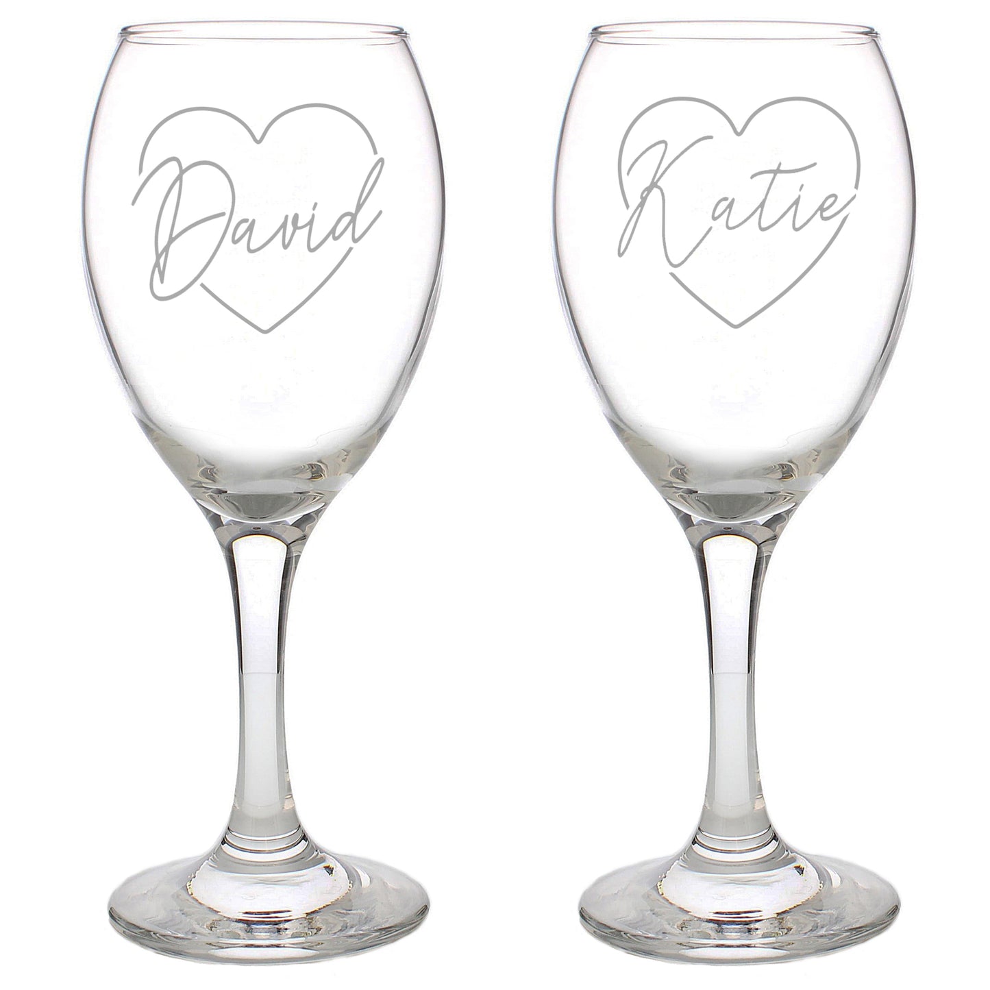 Personalised Heart Name Wine Glass Set Peach Bomb Fashion, Jewellery, Homeware & Gifts Glasses & Barware