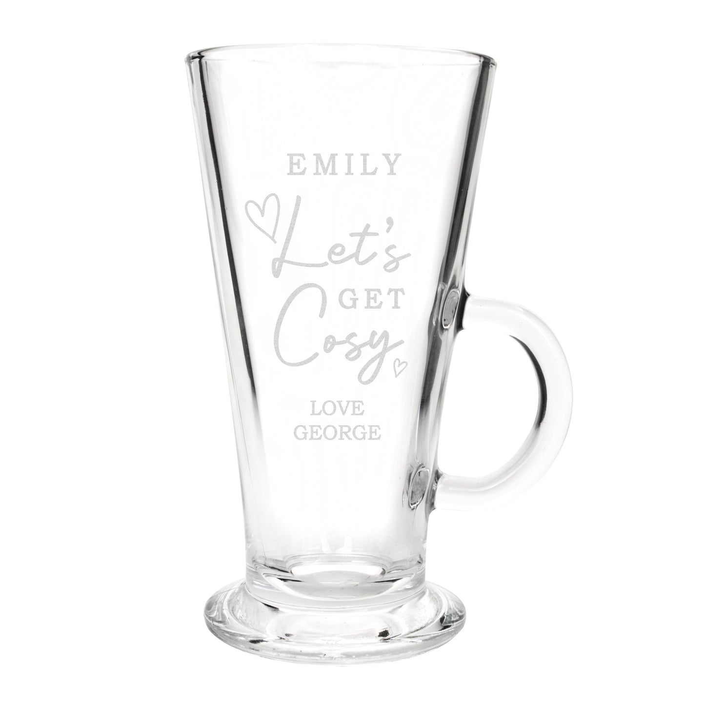 Personalised Get Cosy Latte Glass Peach Bomb Fashion, Jewellery, Homeware & Gifts Glasses & Barware
