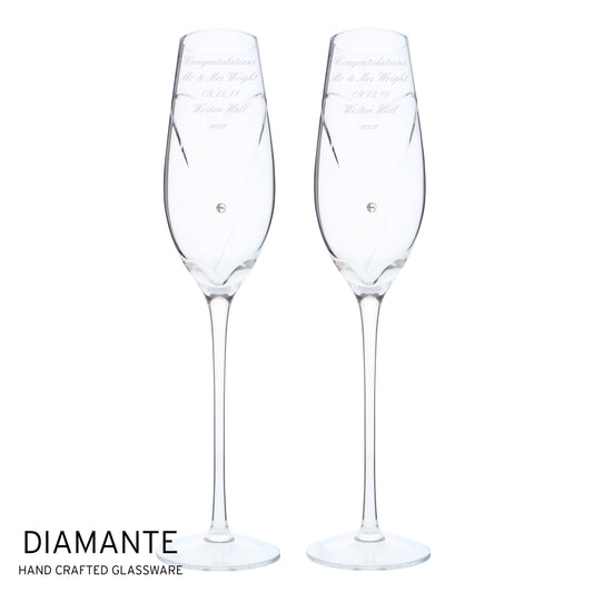 Personalised Hand Cut Heart Pair of Flutes with Gift Box Peach Bomb Fashion, Jewellery, Homeware & Gifts Glasses & Barware