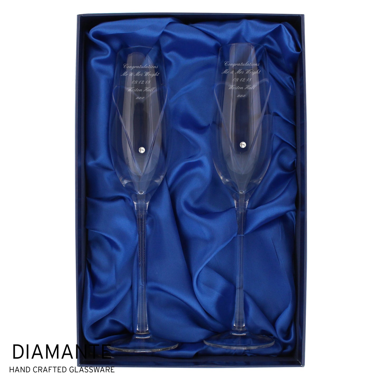 Personalised Hand Cut Heart Pair of Flutes with Gift Box Peach Bomb Fashion, Jewellery, Homeware & Gifts Glasses & Barware