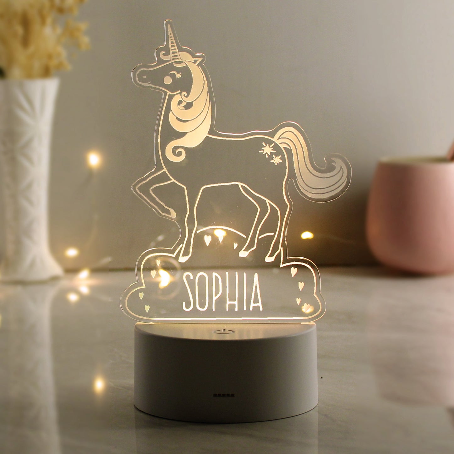Personalised Unicorn LED Colour Changing Night Light Peach Bomb Fashion, Jewellery, Homeware & Gifts LED Lights, Candles & Decorations