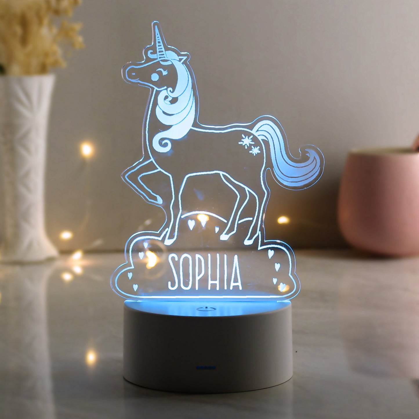 Personalised Unicorn LED Colour Changing Night Light Peach Bomb Fashion, Jewellery, Homeware & Gifts LED Lights, Candles & Decorations