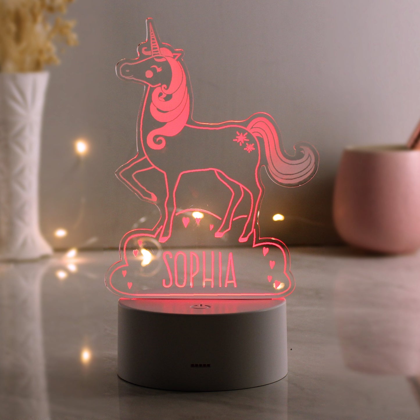 Personalised Unicorn LED Colour Changing Night Light Peach Bomb Fashion, Jewellery, Homeware & Gifts LED Lights, Candles & Decorations