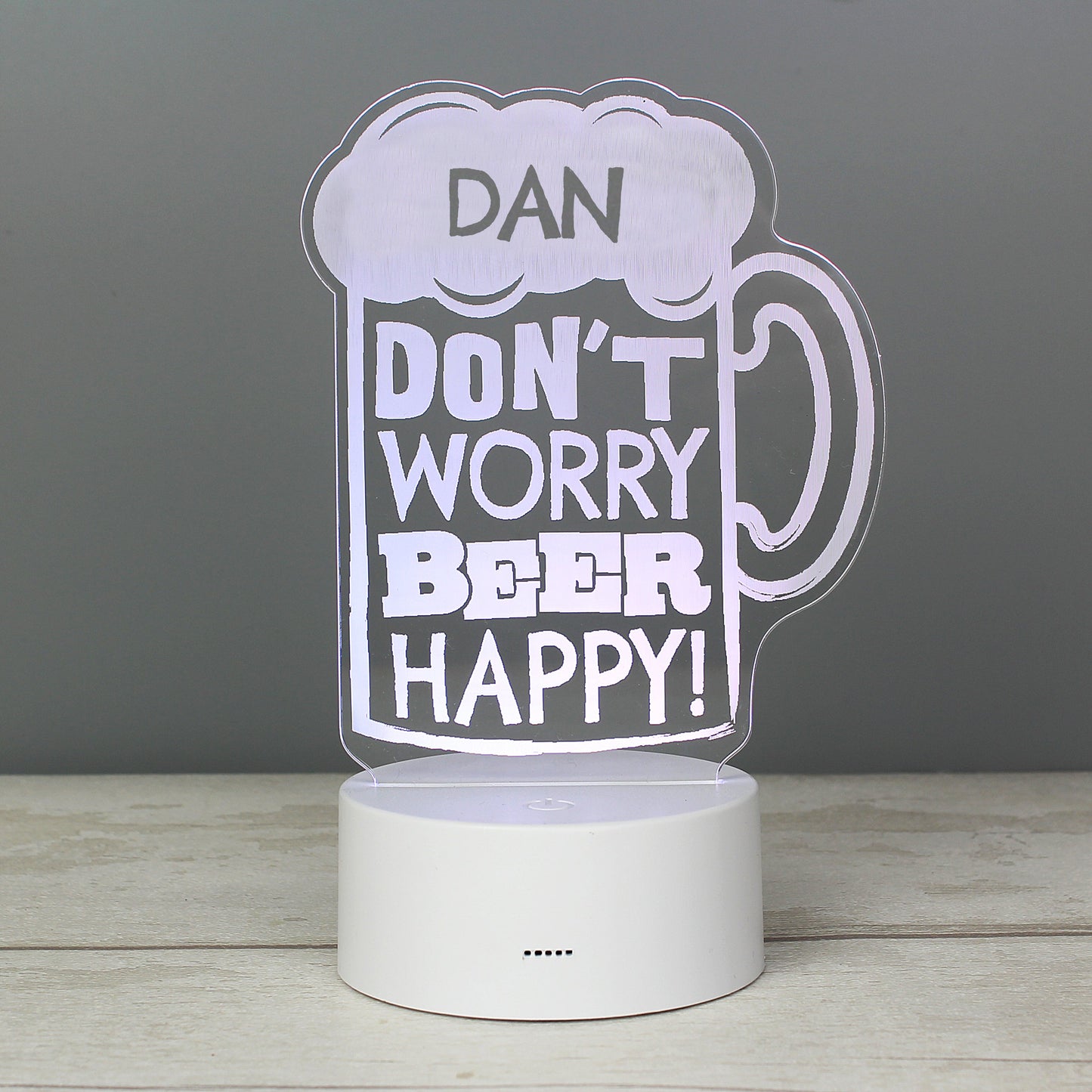 Personalised ""Beer Happy"" LED Colour Changing Light Peach Bomb Fashion, Jewellery, Homeware & Gifts LED Lights, Candles & Decorations