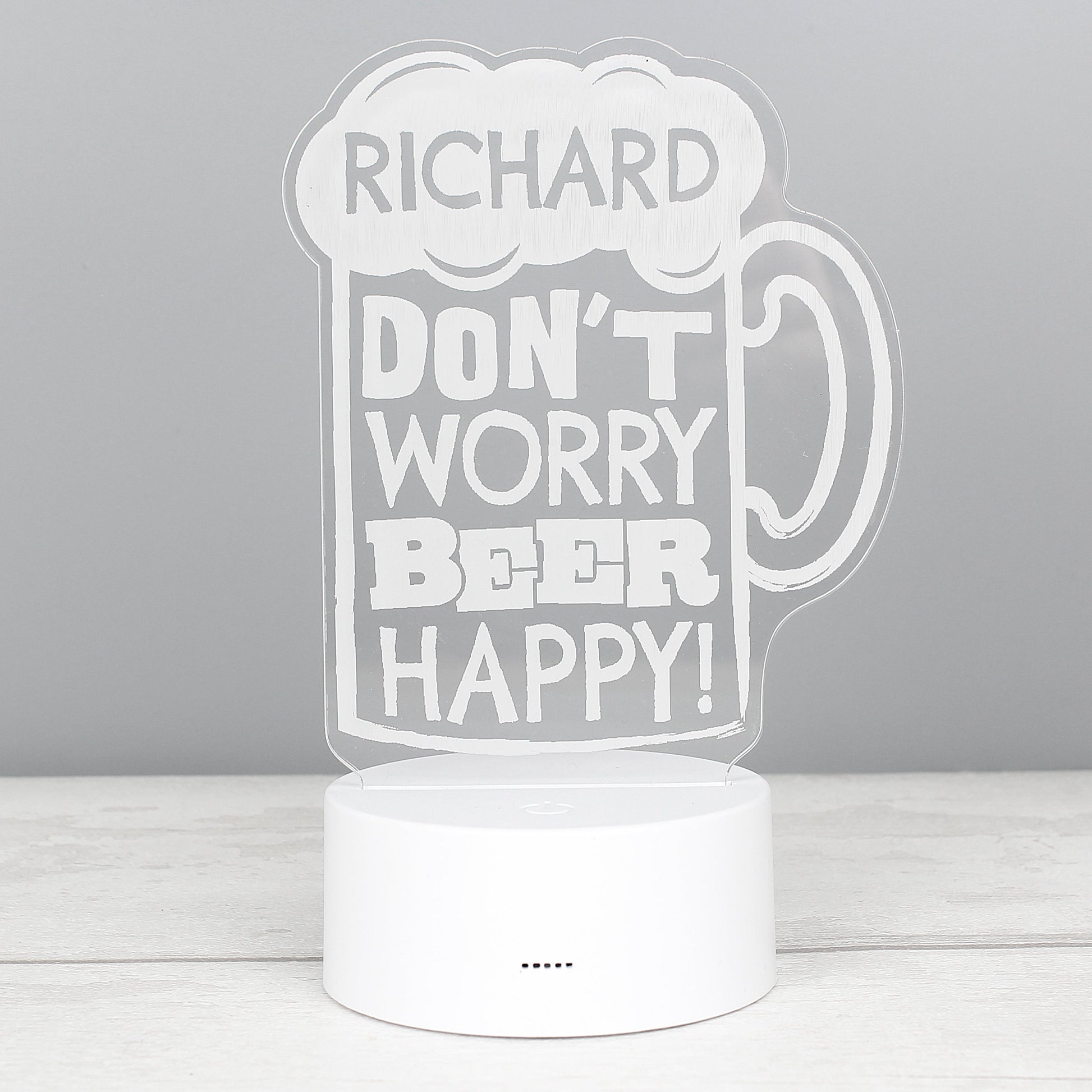 Personalised ""Beer Happy""  LED Colour Changing Light Peach Bomb Fashion, Jewellery, Homeware & Gifts LED Lights, Candles & Decorations