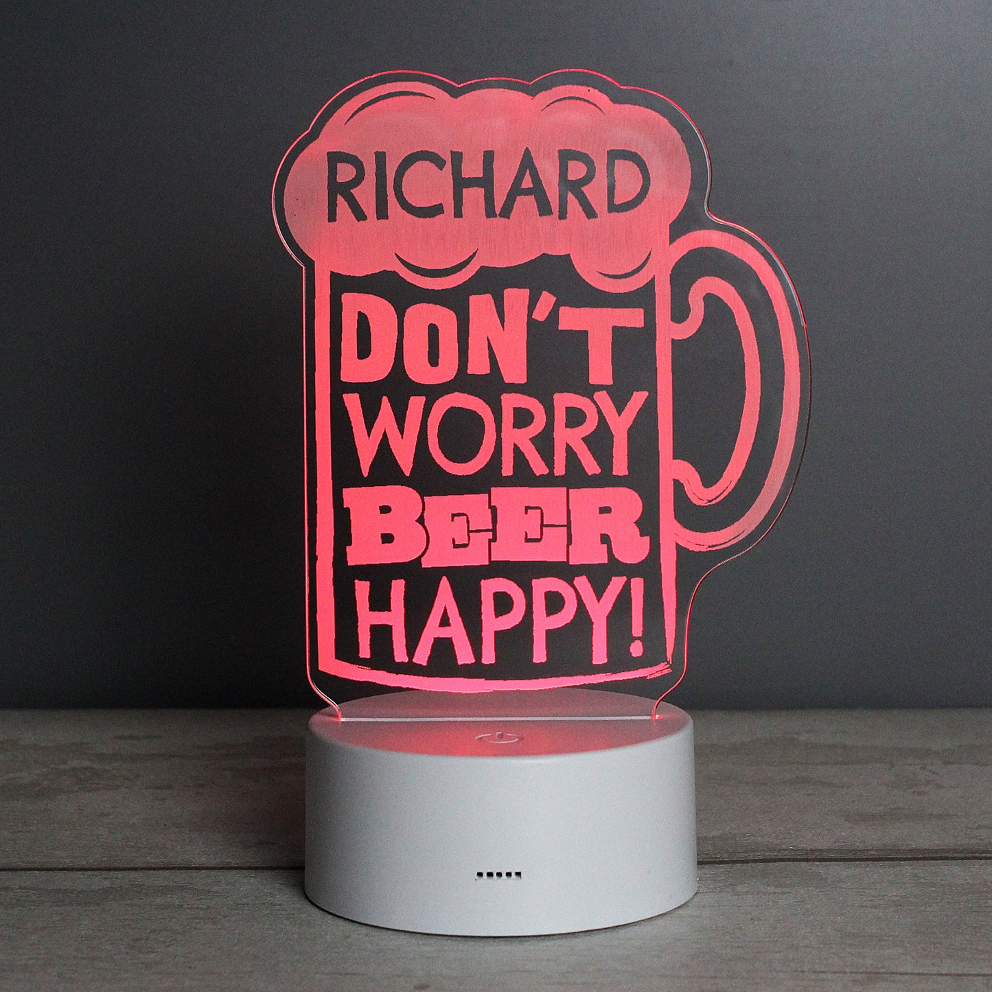 Personalised ""Beer Happy"" LED Colour Changing Light Peach Bomb Fashion, Jewellery, Homeware & Gifts LED Lights, Candles & Decorations
