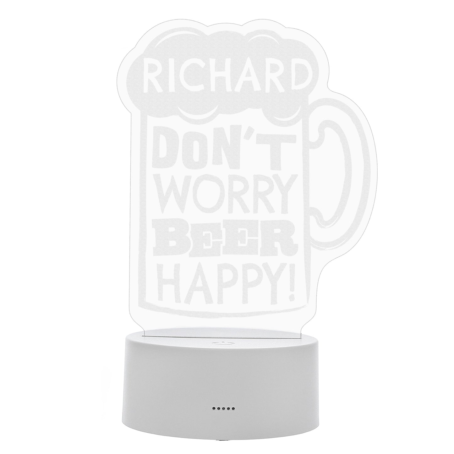 Personalised ""Beer Happy"" LED Colour Changing Light Peach Bomb Fashion, Jewellery, Homeware & Gifts LED Lights, Candles & Decorations