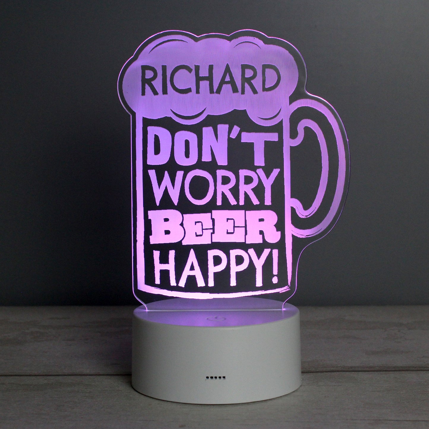 Personalised ""Beer Happy"" LED Colour Changing Light Peach Bomb Fashion, Jewellery, Homeware & Gifts LED Lights, Candles & Decorations
