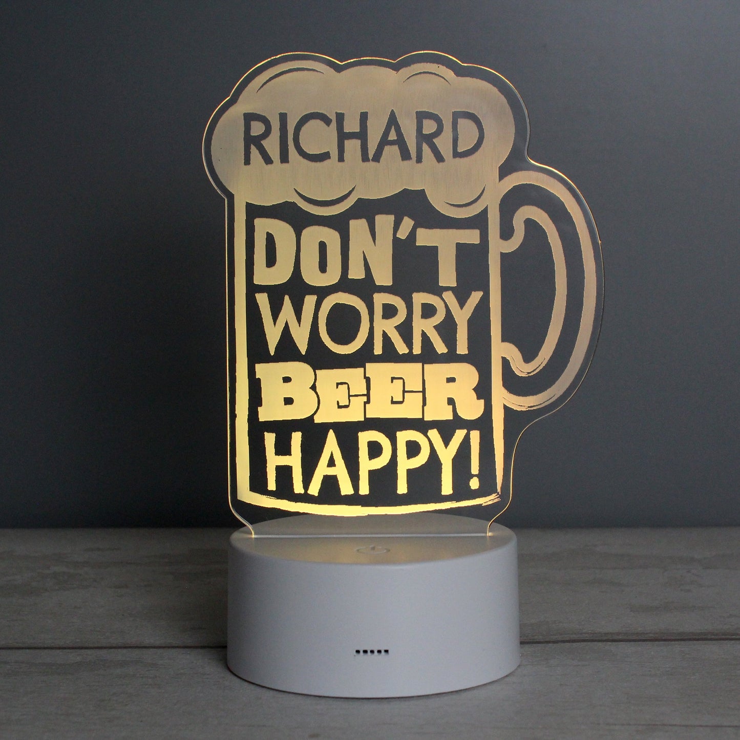 Personalised ""Beer Happy"" LED Colour Changing Light Peach Bomb Fashion, Jewellery, Homeware & Gifts LED Lights, Candles & Decorations