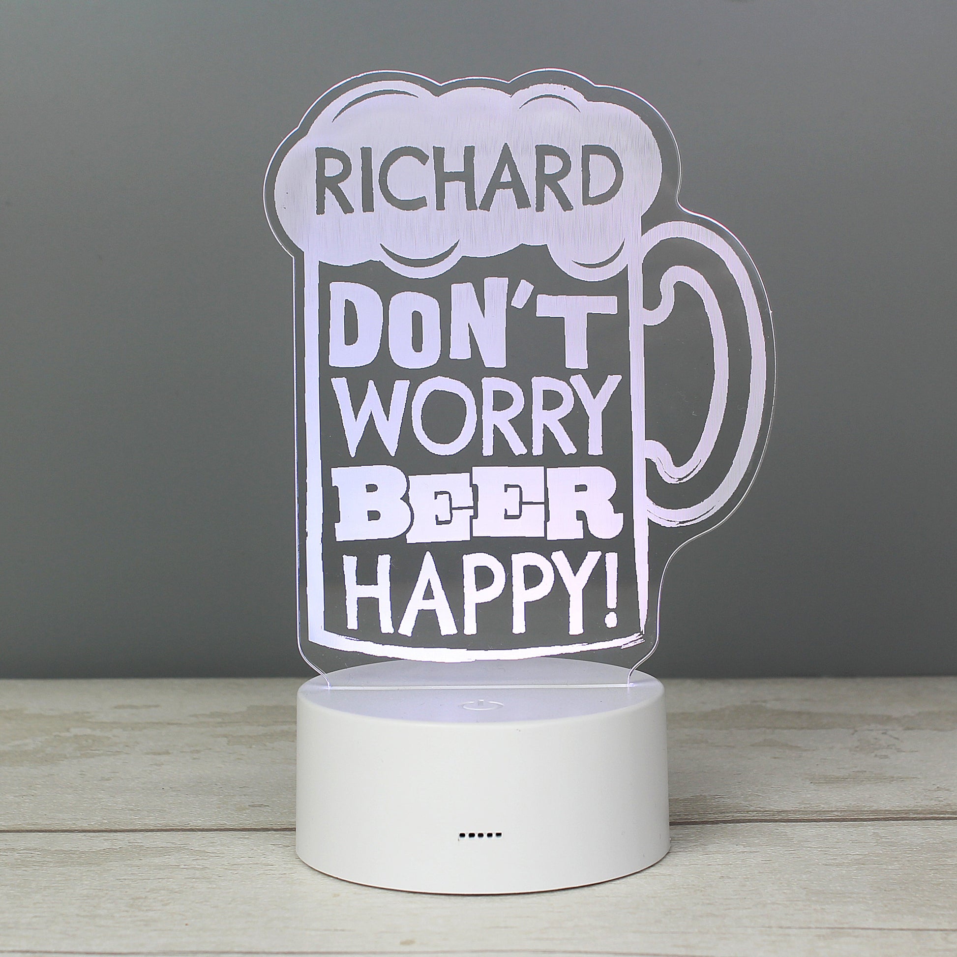 Personalised ""Beer Happy""  LED Colour Changing Light Peach Bomb Fashion, Jewellery, Homeware & Gifts LED Lights, Candles & Decorations