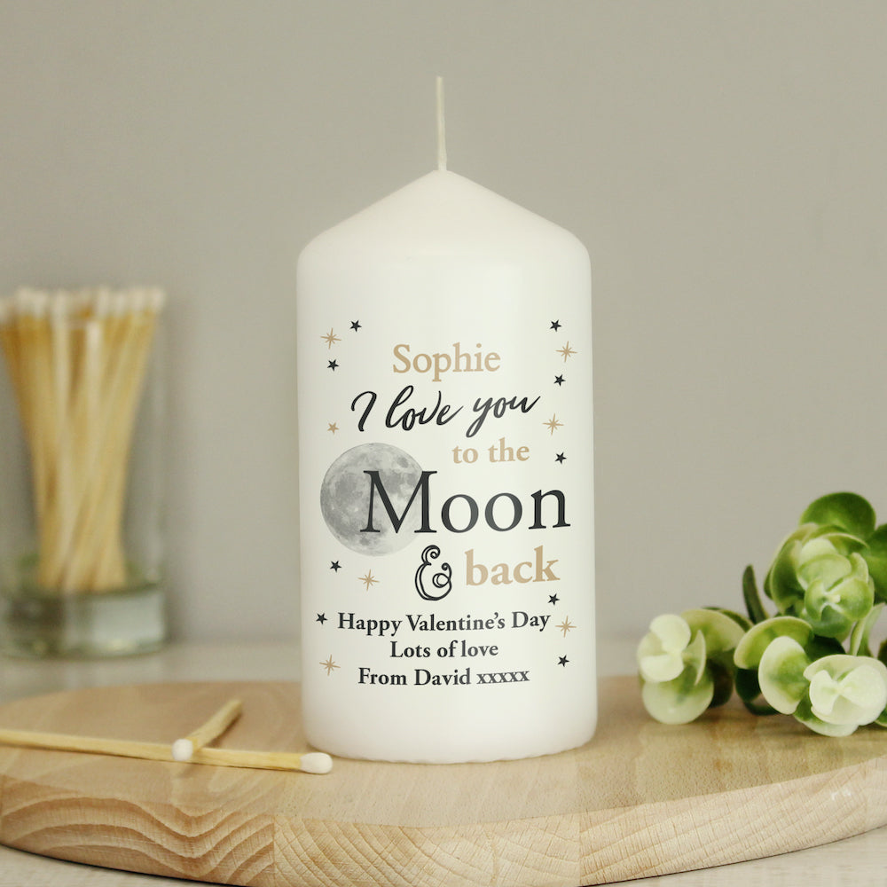 PEACH BOMB PERSONALISED CANDLE LOVE YOU TO THE MOON AND BACK GIFT FOR HER HIM