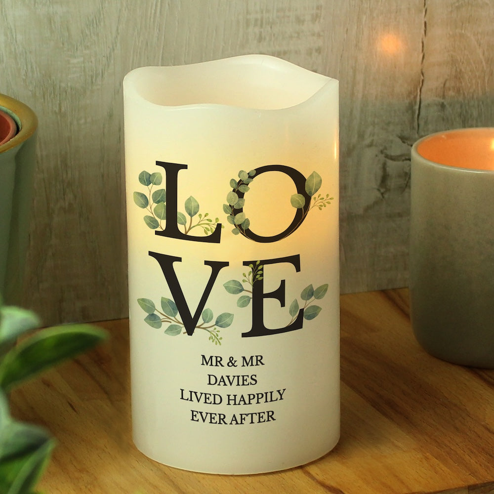 Personalised LOVE LED Candle Gift for Someone Special