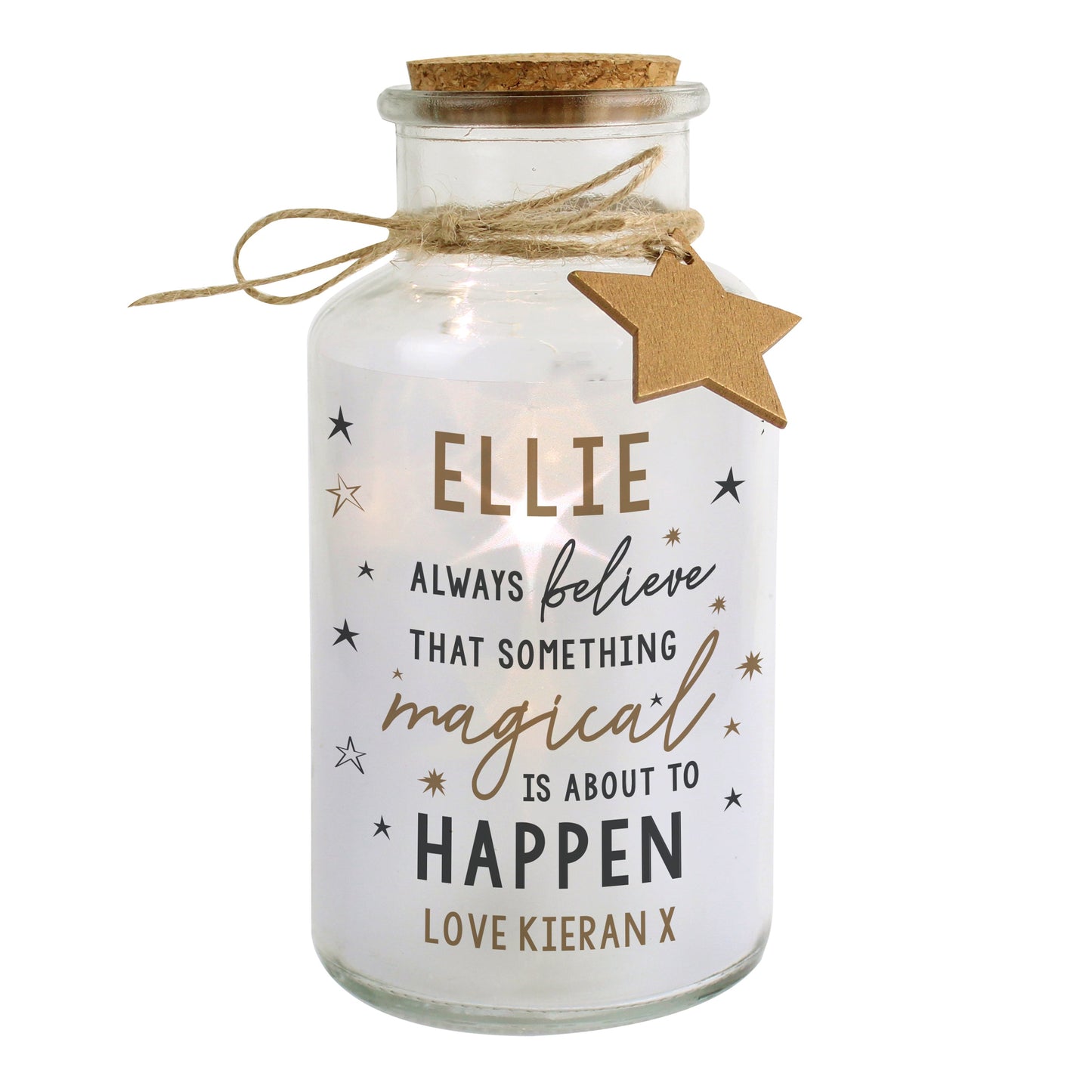 Personalised Magical Things Happen LED Glass Jar Peach Bomb Fashion, Jewellery, Homeware & Gifts LED Lights, Candles & Decorations