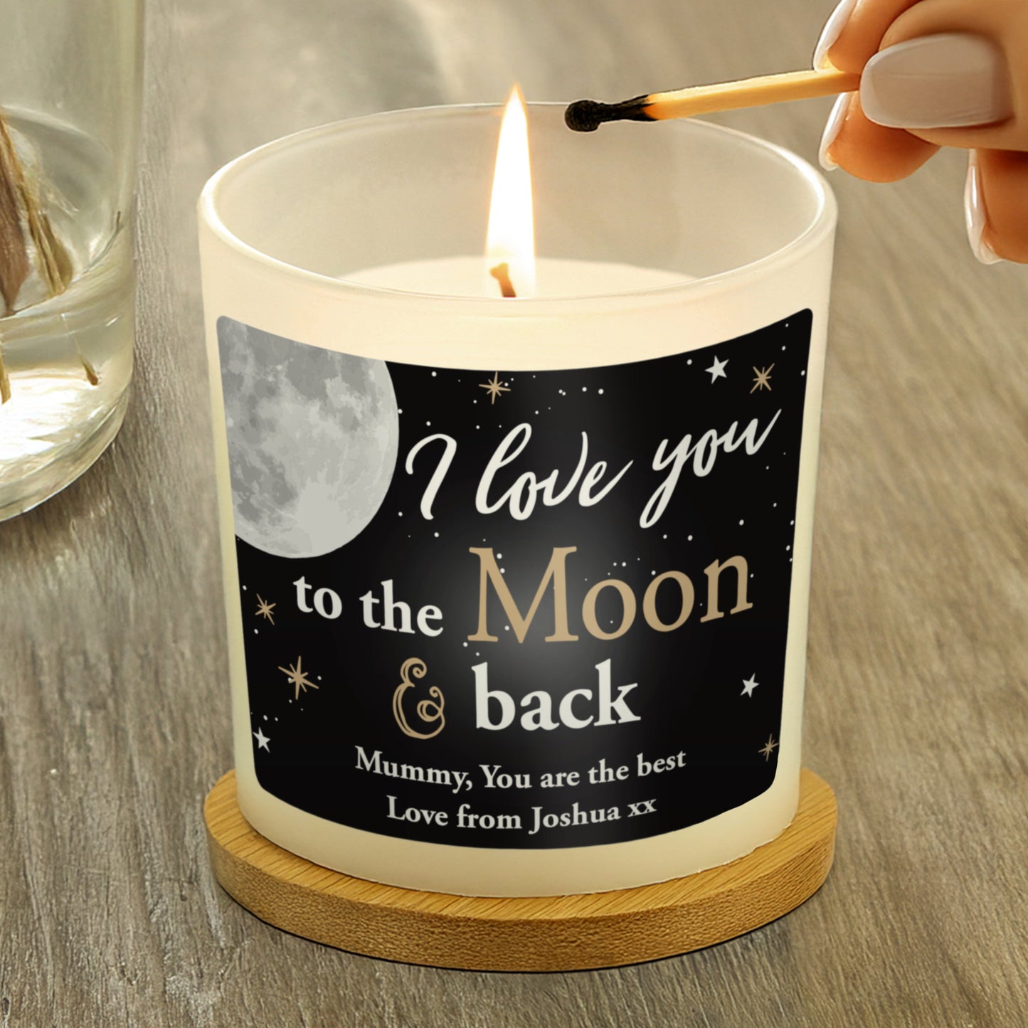 Personalised Moon & Back Scented Jar Candle Peach Bomb Fashion, Jewellery, Homeware & Gifts Candles & Reed Diffusers