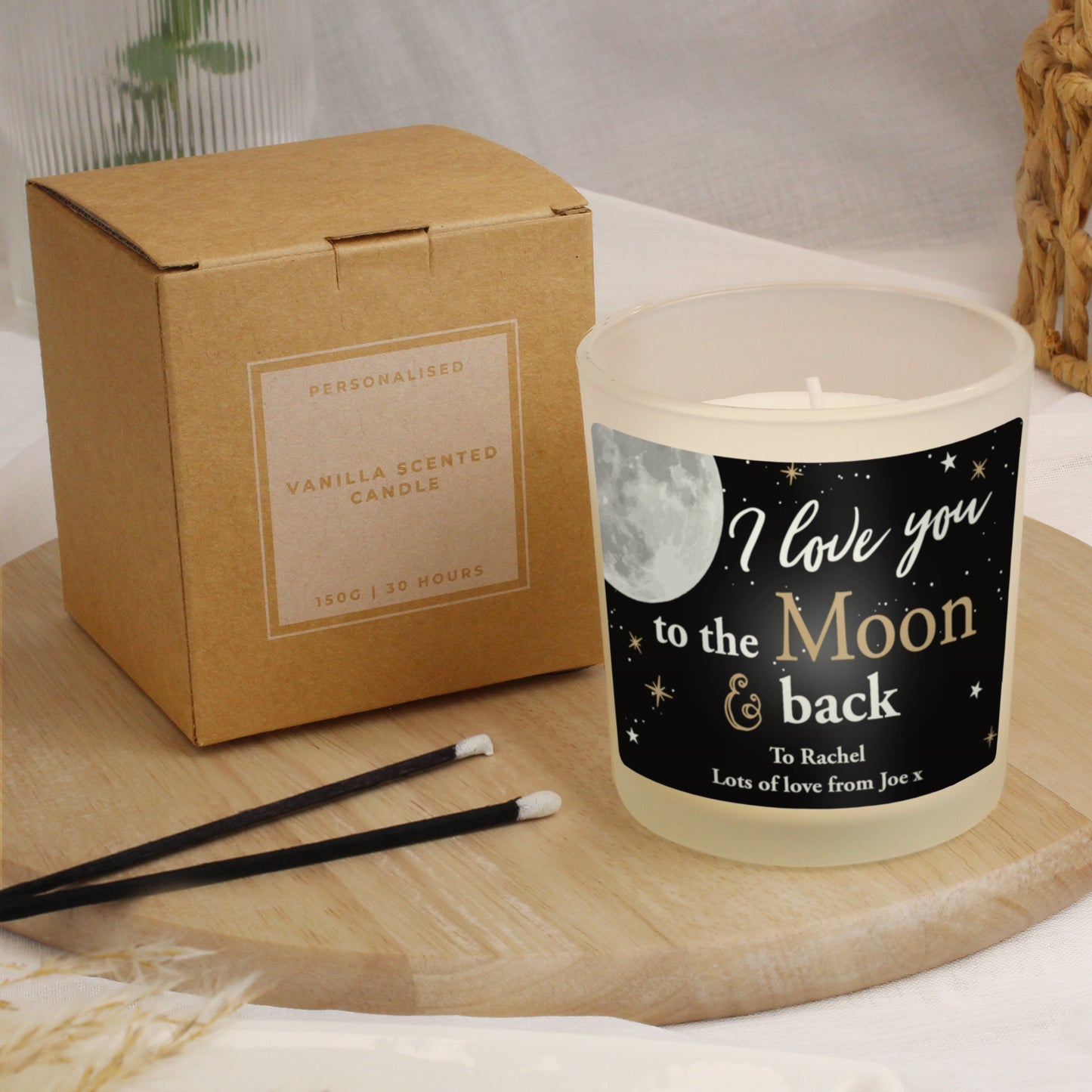 Personalised Moon & Back Scented Jar Candle Peach Bomb Fashion, Jewellery, Homeware & Gifts Candles & Reed Diffusers
