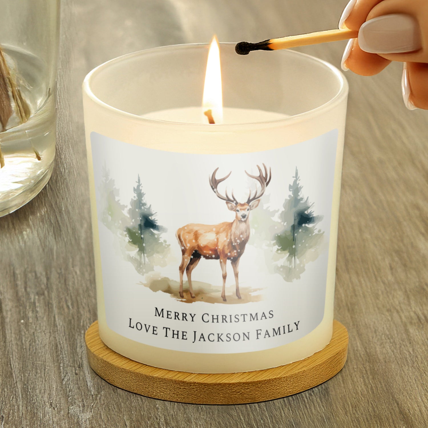 Personalised Watercolour Stag Candle Jar Peach Bomb Fashion, Jewellery, Homeware & Gifts Candles & Reed Diffusers