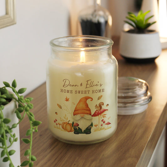 Personalised Autumn Gonk Large Candle Jar Peach Bomb Fashion, Jewellery, Homeware & Gifts Candles & Reed Diffusers