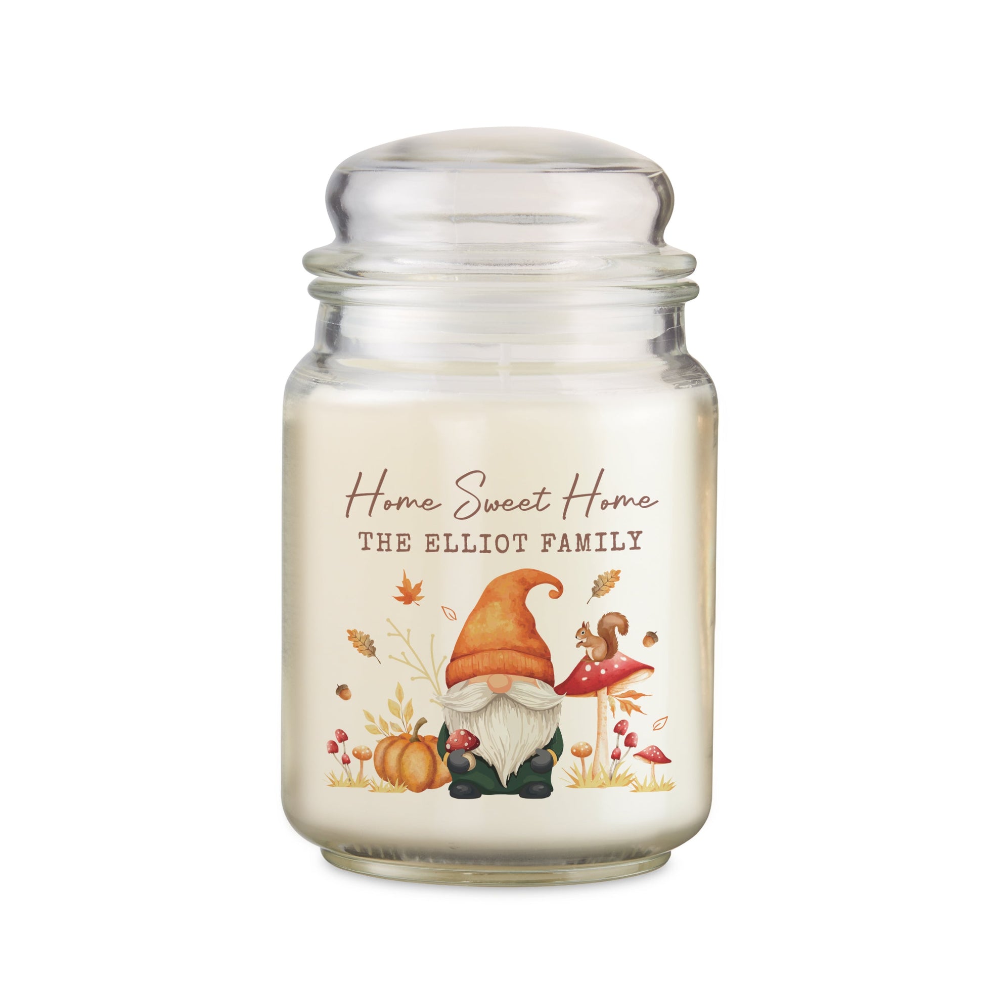 Personalised Autumn Gonk Large Candle Jar Peach Bomb Fashion, Jewellery, Homeware & Gifts Candles & Reed Diffusers
