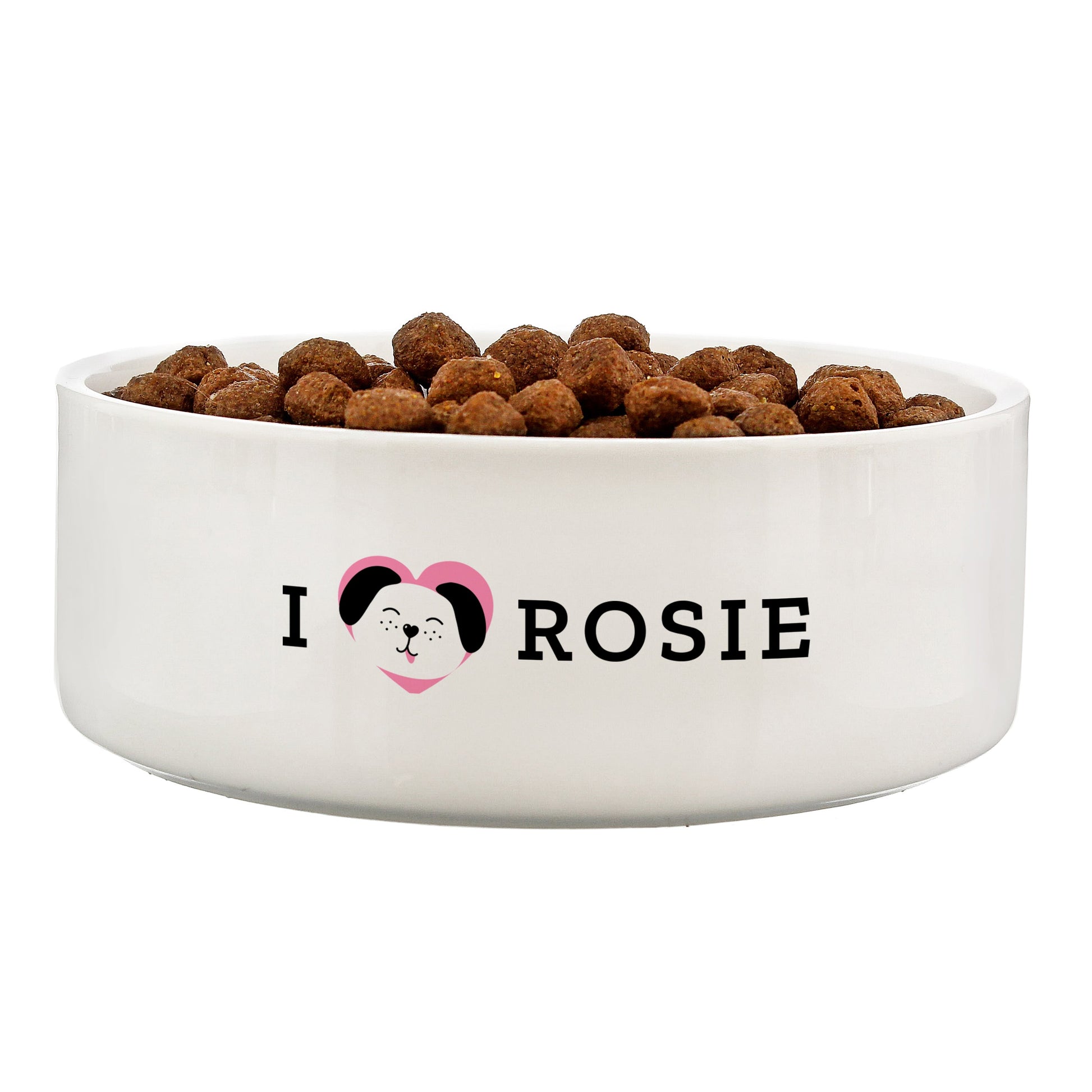 Personalised I Love my Dog - Cute Design 15cm Medium Ceramic White Pet Bowl Peach Bomb Fashion, Jewellery, Homeware & Gifts Pet Gifts