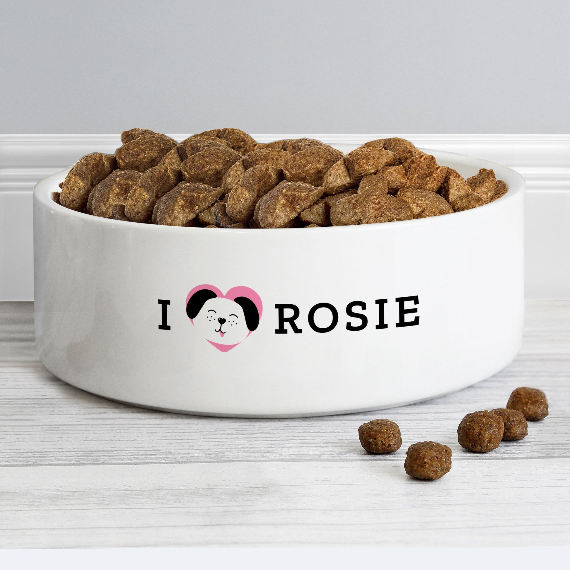 Personalised I Love my Dog - Cute Design 15cm Medium Ceramic White Pet Bowl Peach Bomb Fashion, Jewellery, Homeware & Gifts Pet Gifts