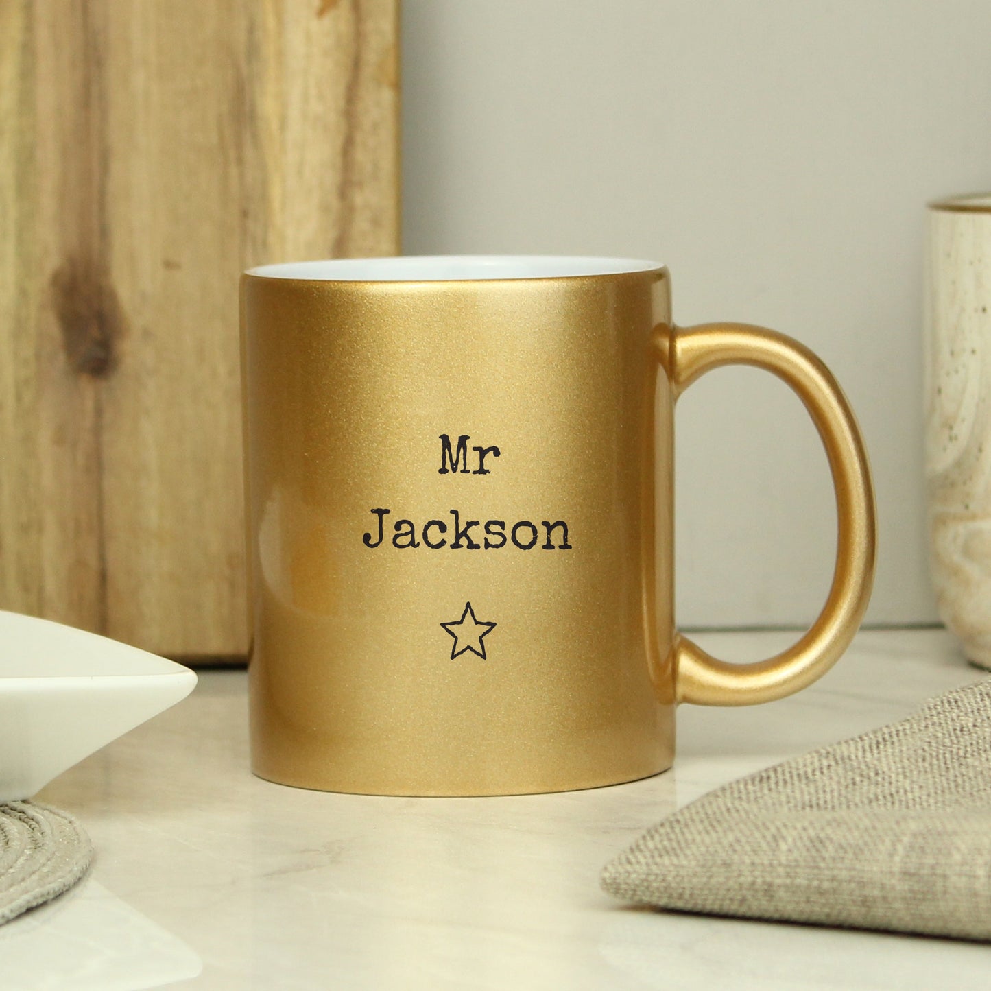 Personalised Free Text Gold Mug Peach Bomb Fashion, Jewellery, Homeware & Gifts Mugs