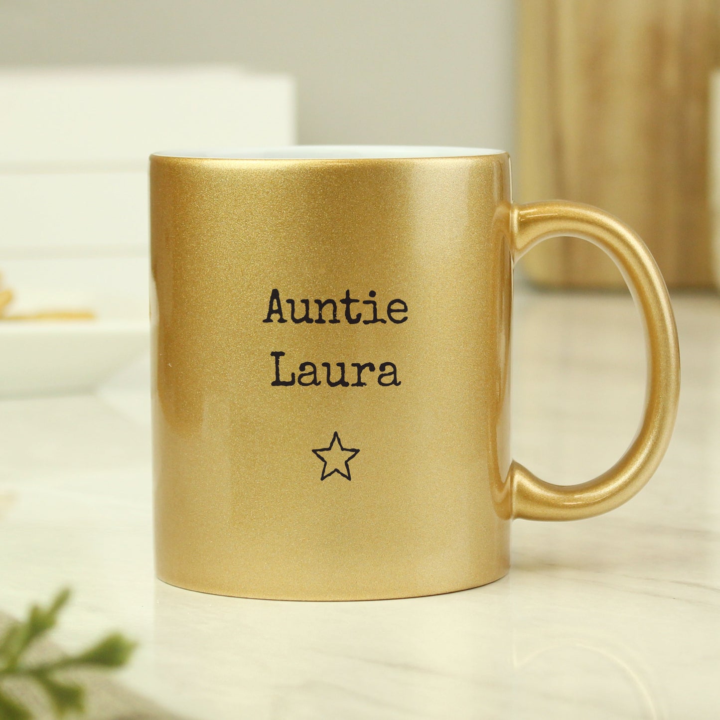Personalised Free Text Gold Mug Peach Bomb Fashion, Jewellery, Homeware & Gifts Mugs
