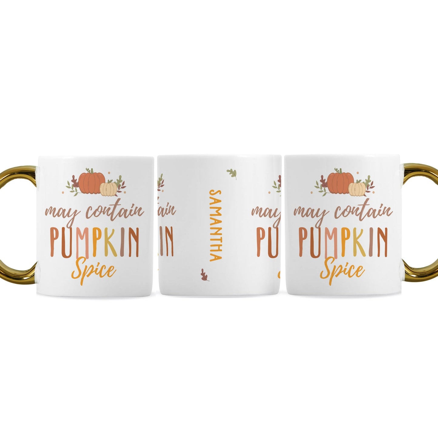 Personalised Pumpkin Spice Gold Handle Mug Peach Bomb Fashion, Jewellery, Homeware & Gifts Mugs